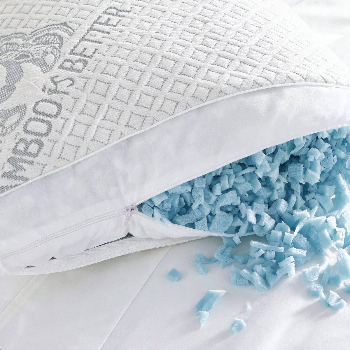 Adjustable Bamboo Cooling Pillow – Gel Memory Foam, Breathable, Queen/King Size