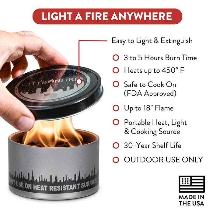 City Bonfire Portable Fire Pit – Soy Wax, Low Smoke, Outdoor Camping