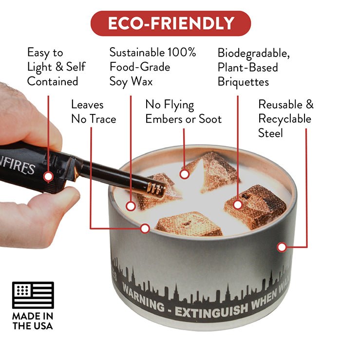 City Bonfire Portable Fire Pit – Soy Wax, Low Smoke, Outdoor Camping