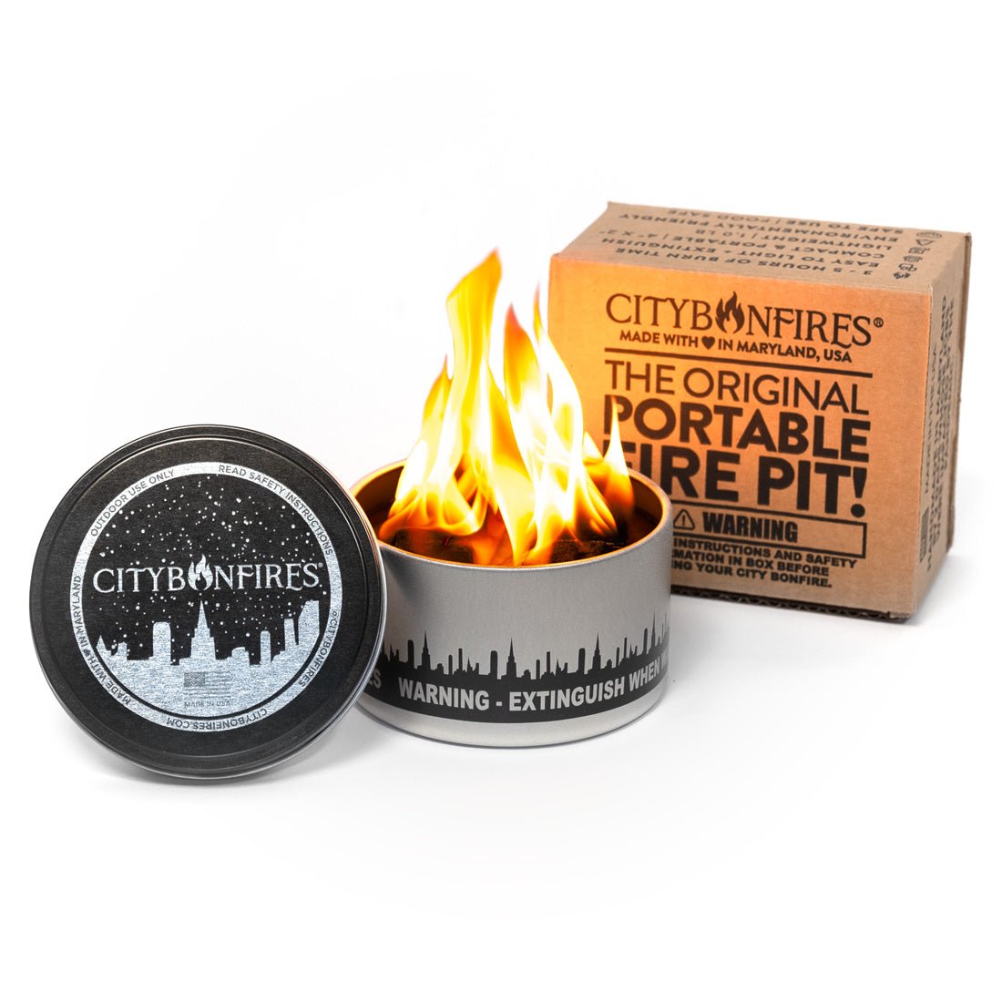 City Bonfire Portable Fire Pit – Soy Wax, Low Smoke, Outdoor Camping