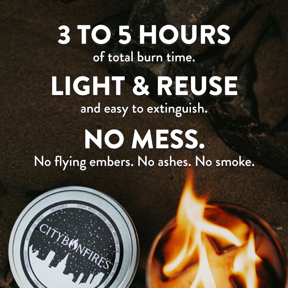 City Bonfire Portable Fire Pit – Soy Wax, Low Smoke, Outdoor Camping