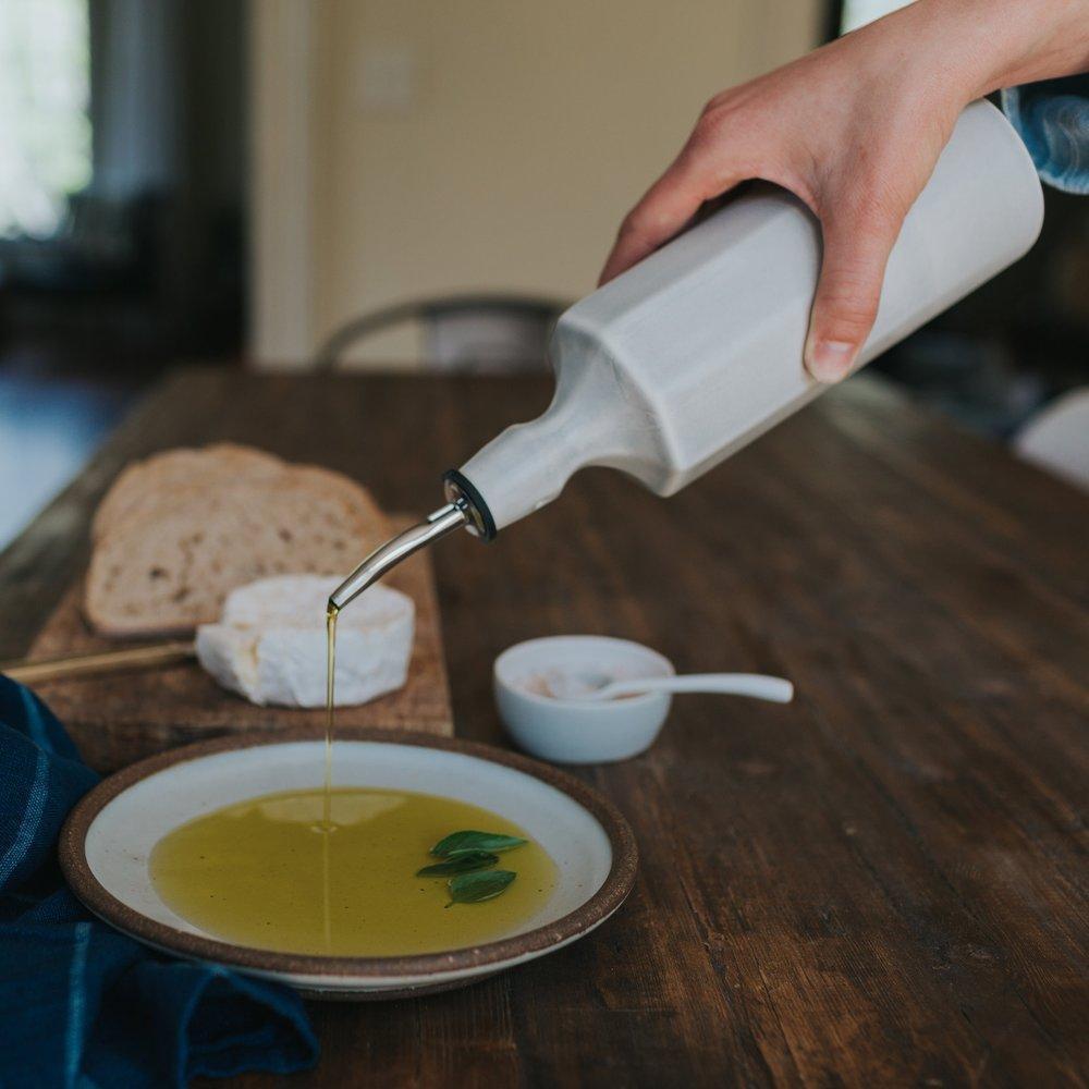 Elixir Porcelain Olive Oil Dispenser Bottle – Ceramic, Lead-Free, Kitchen Decor